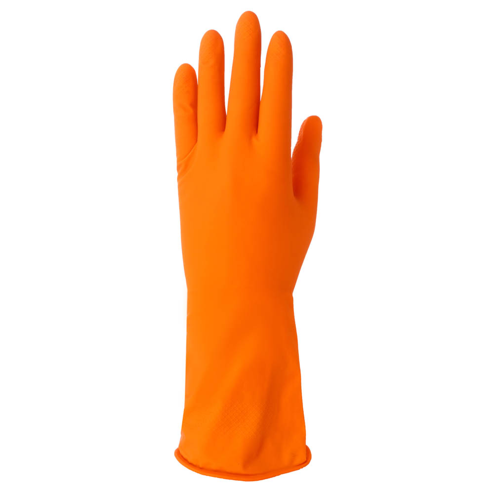 Перчатки резиновые Vetta для уборки оранжевые, S - #2