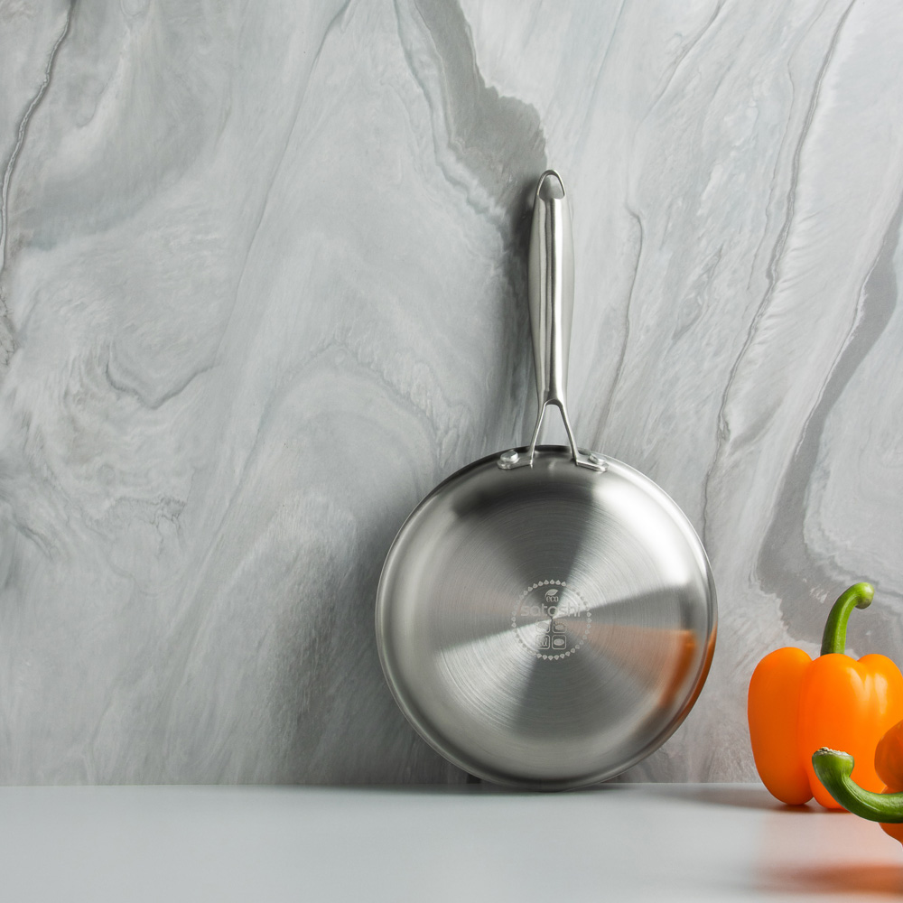 SATOSHI Савона Сковорода Triply 3-х слойная 20х4,0см, нерж.сталь 18/10, антиприг.покр. "соты", инд - #11