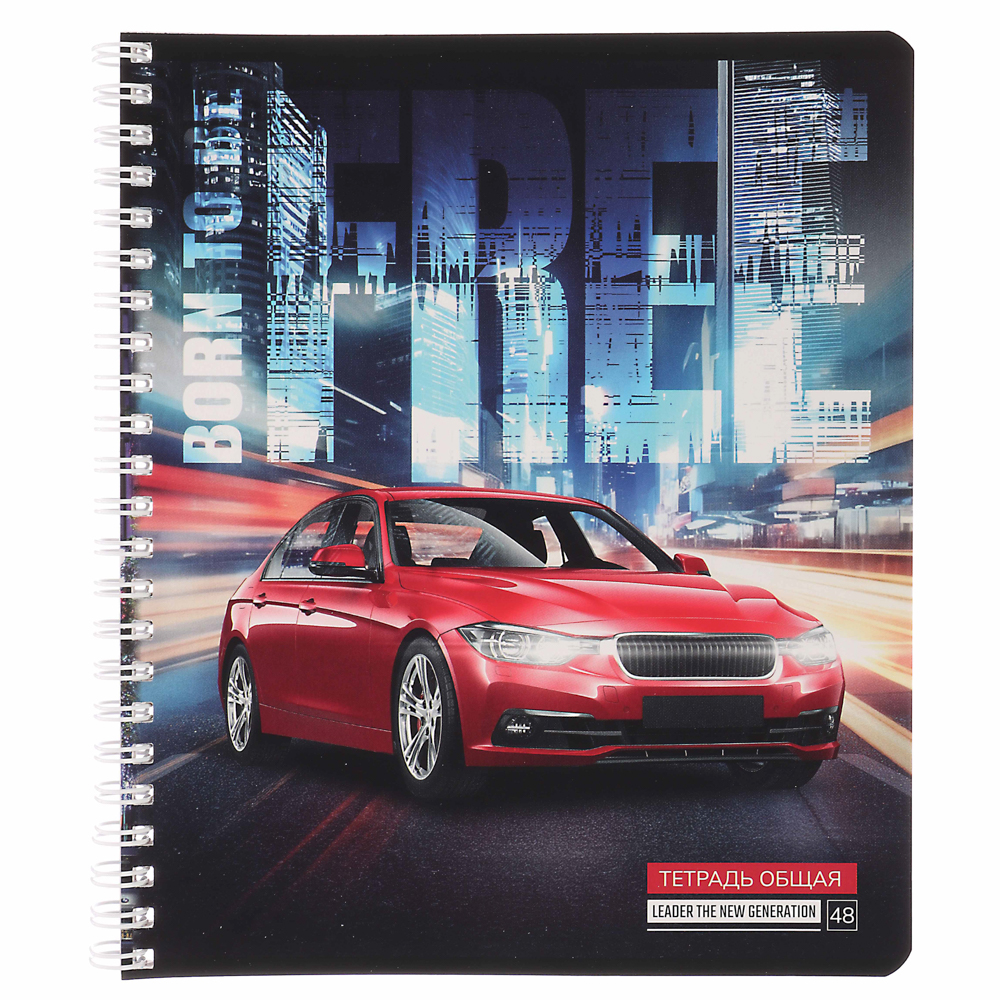 Тетрадь общая 48 листов в клетку, блок№2, обложка картон, спираль 5 диз - #6