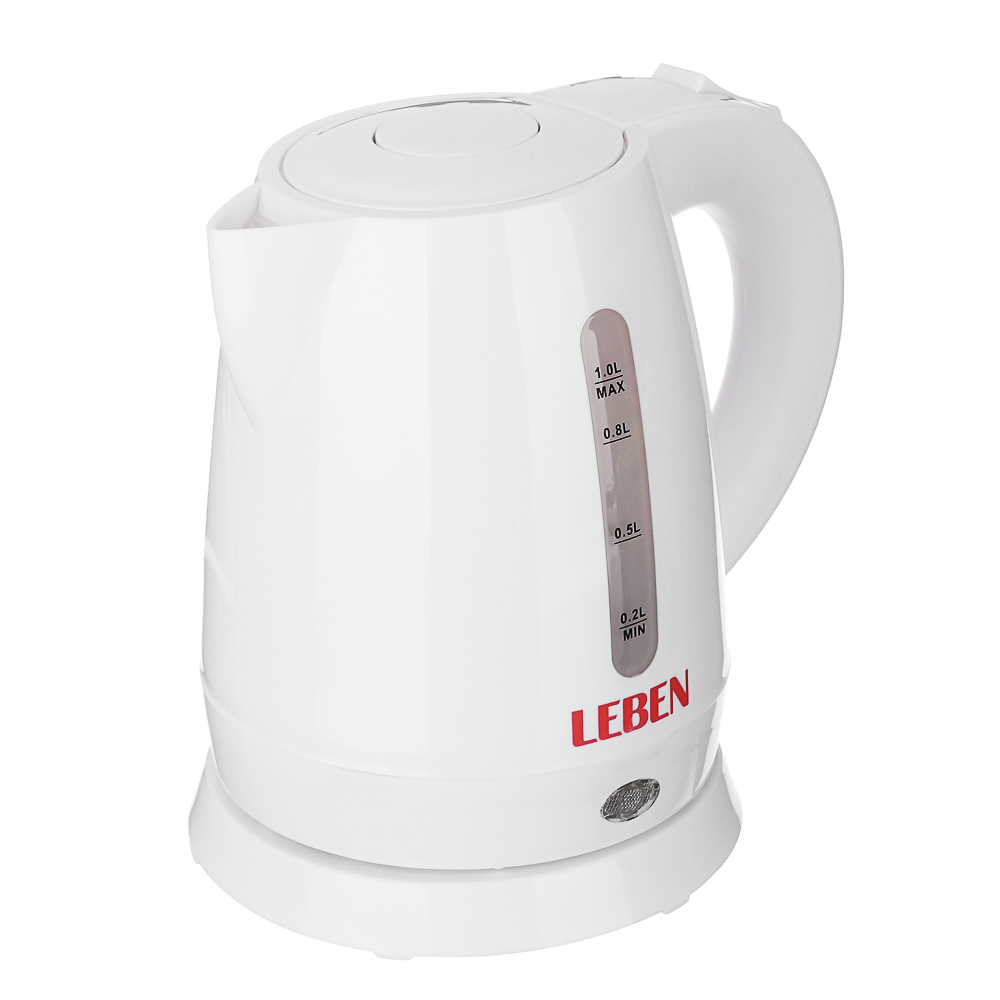 LEBEN Чайник электрический 1,0л, 1350Вт, скрытый нагр.элемент, пластик, 2 цвета - #3