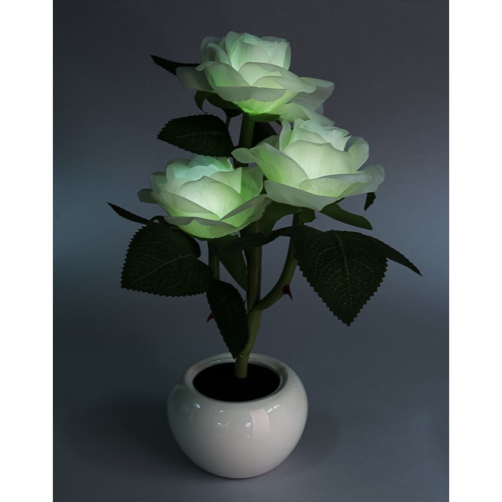 LADECOR Светильник Цветок в виде роз, в горшке, 27х12х13см 1хCR2032, 2 цвета - #6