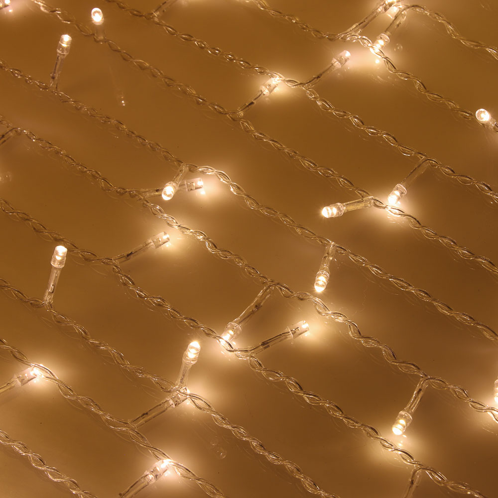 СНОУ БУМ Гирлянда эл. бахрома 96LED*шампань, 2х0,5м,16LED мерцание,16 нитей,ПВХ прозр,коннектор,220В - #1