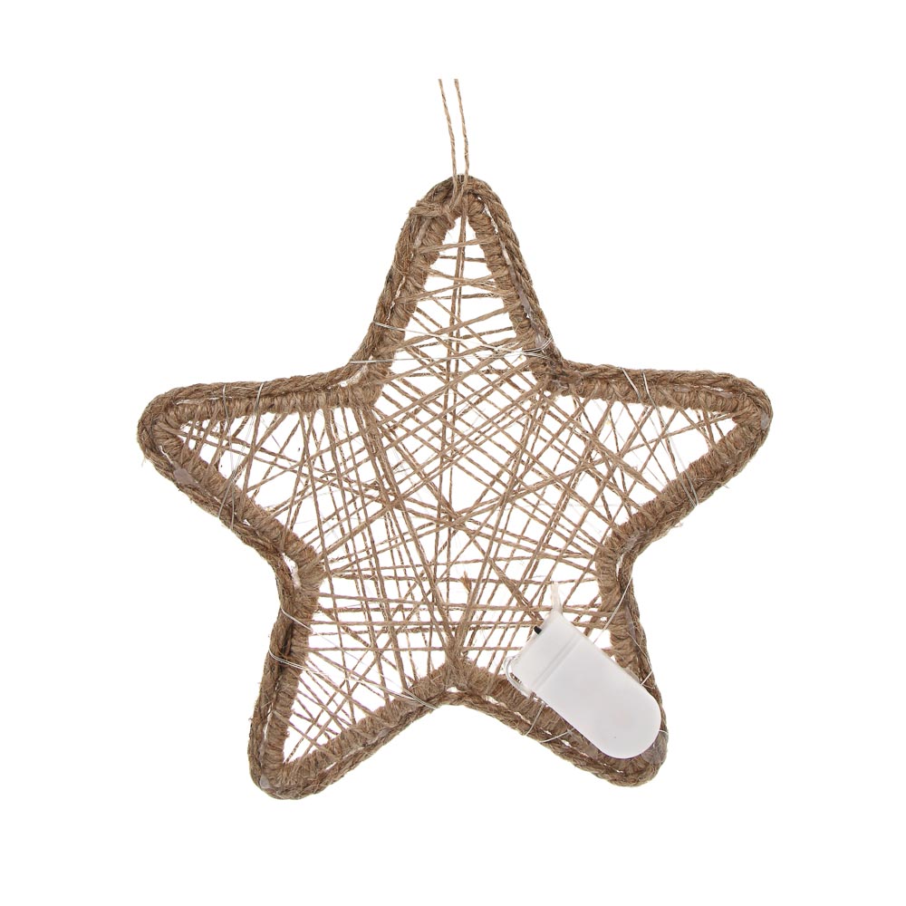 Украшение новогоднее светодиодное "Звезда", 21x1x21 см, веревка, металл, LED - #4