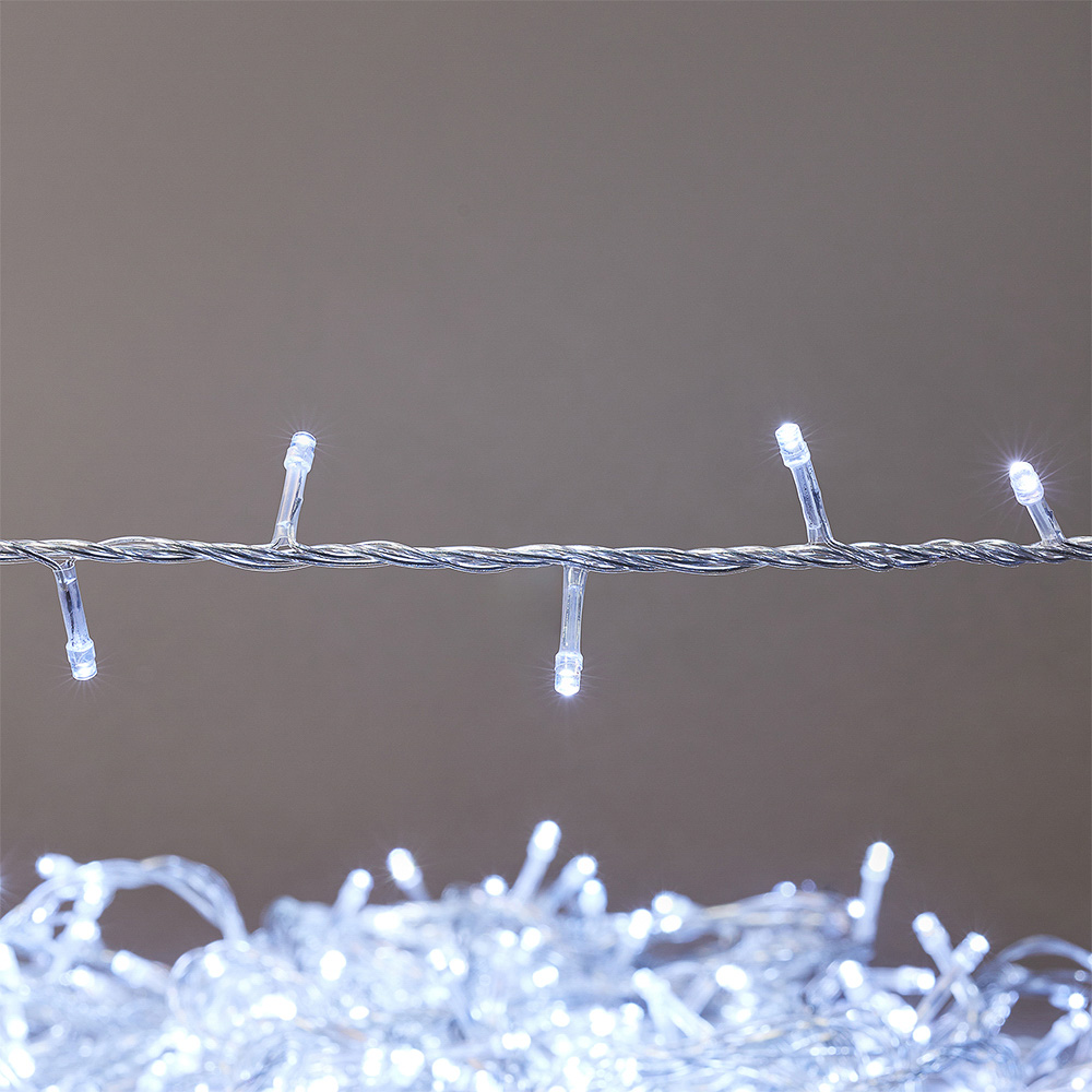 СНОУ БУМ Гирлянда эл. вьюн 14м, 300LED, белый, 30LED мерцание, ПВХ прозр., коннектор, 220В - #10