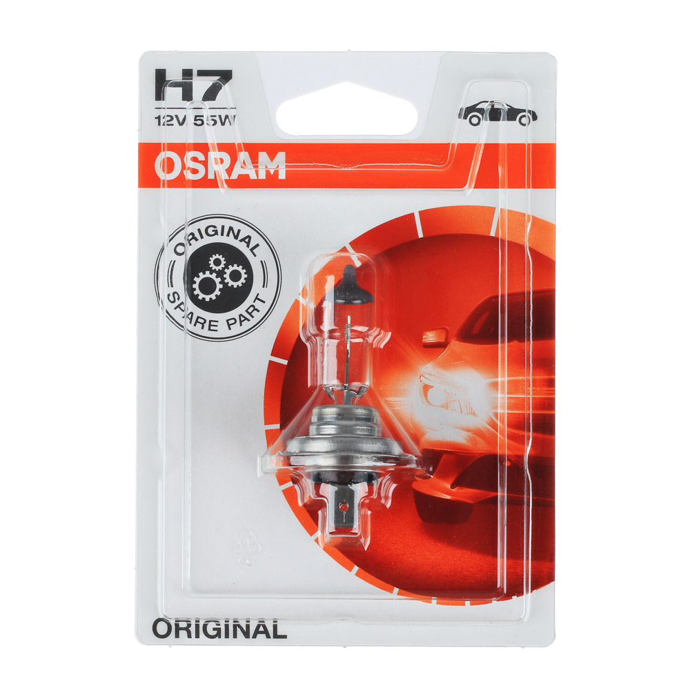 Автолампа галогеновая OSRAM H7 12V, 55W, PX26d, блистер, 1 шт - #1