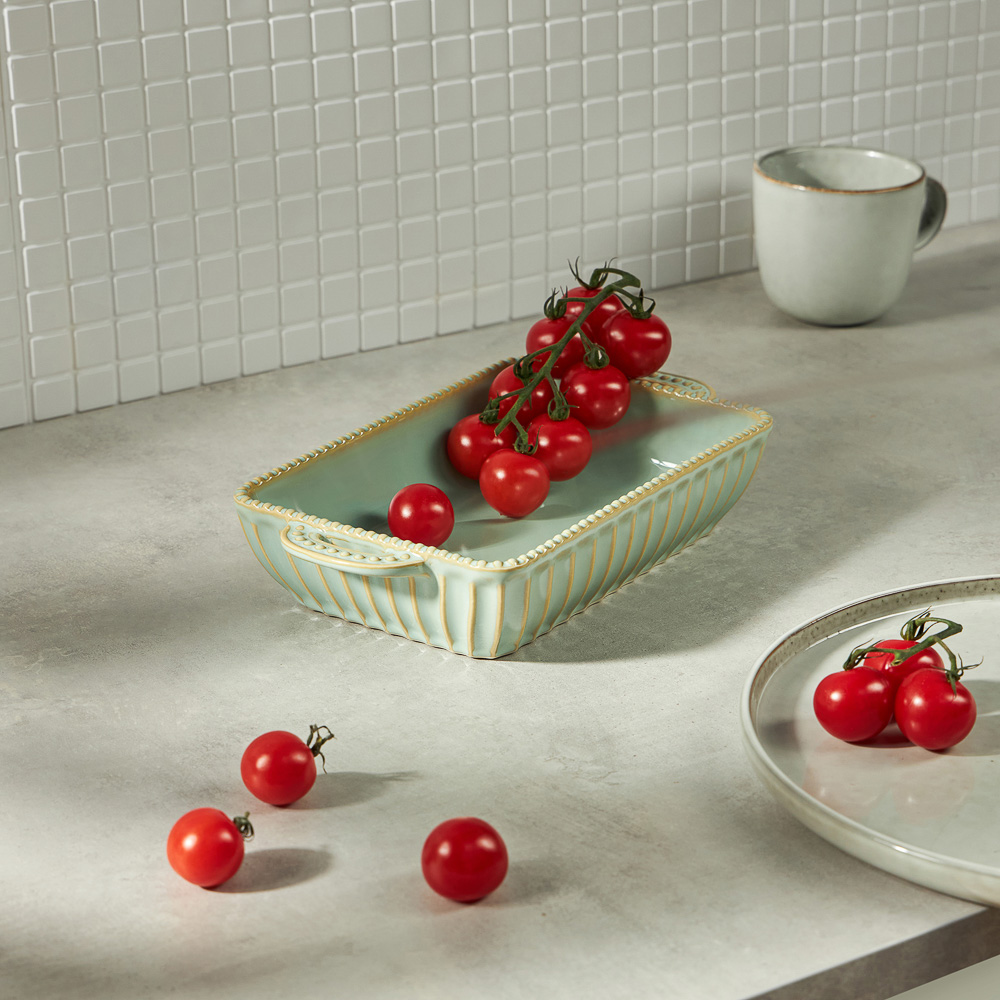 BY COLLECTION Форма для запекания и сервировки прямоугол.с ручками, керамика, 26,5х15х5,5см, зел. - #13