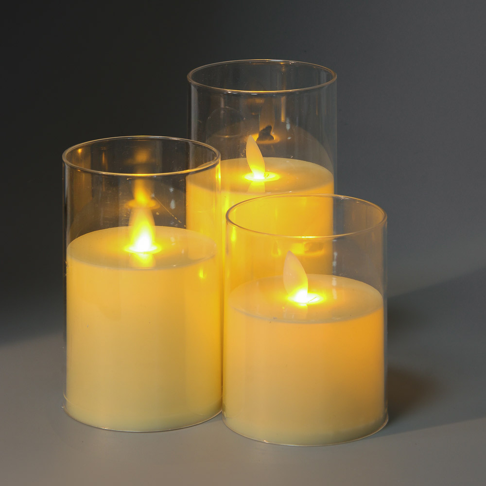 СНОУ БУМ Набор 3шт,светильник дек.LED в виде свечи, 7,8х10/12,5/15см,PP,PS,3хAАА,эффект движ.пламени - #7