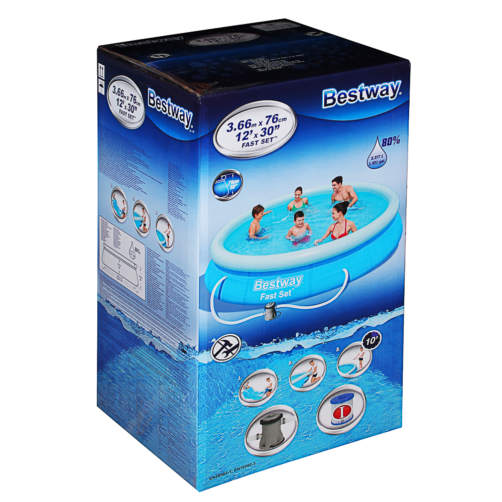 BESTWAY Бассейн с надувным бортом с ф.-насосом,366 х 76 см, 5377 л 57274 - #4