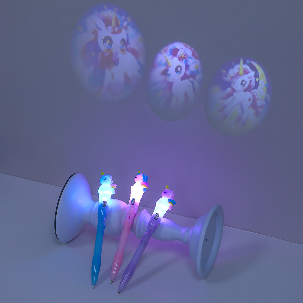 Ручка шариковая синяя с проекцией "Единорог", 3 дизайна, шоу-бокс - #5