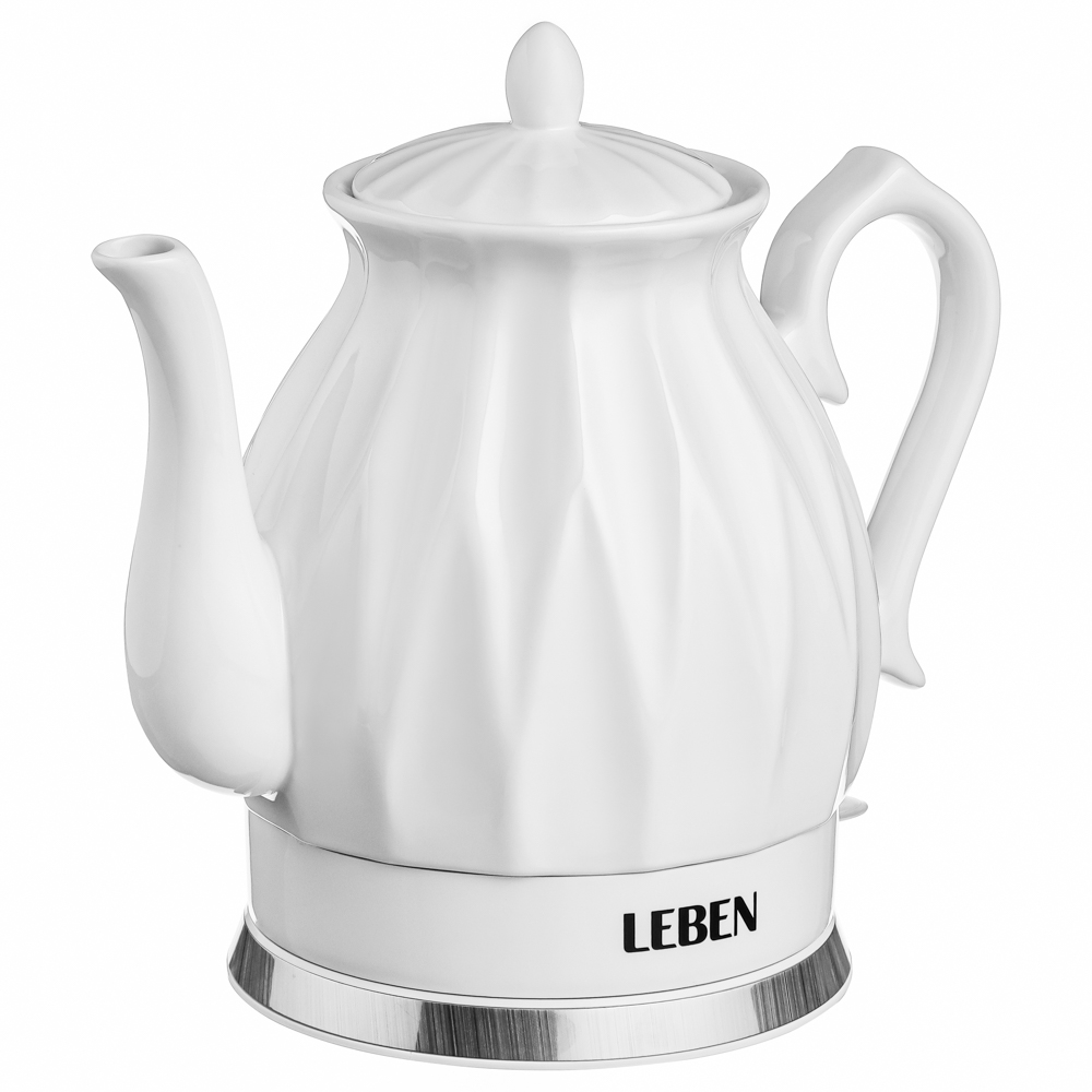 LEBEN Чайный набор электрический с чашками керамика 1,5 л, белый - #1