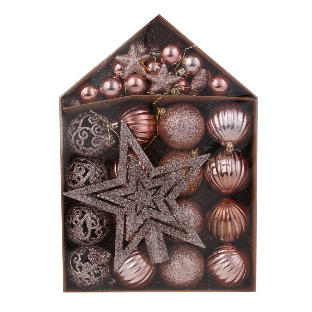 СНОУ БУМ Набор шаров и украшений 44 шт, 3см и 6см, розовое золото - #5