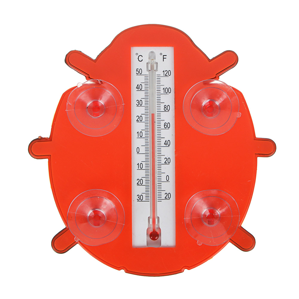 INBLOOM Термометр оконный "Божья коровка" 17x17см, для крепления на стекло, пластик, пакет - #1