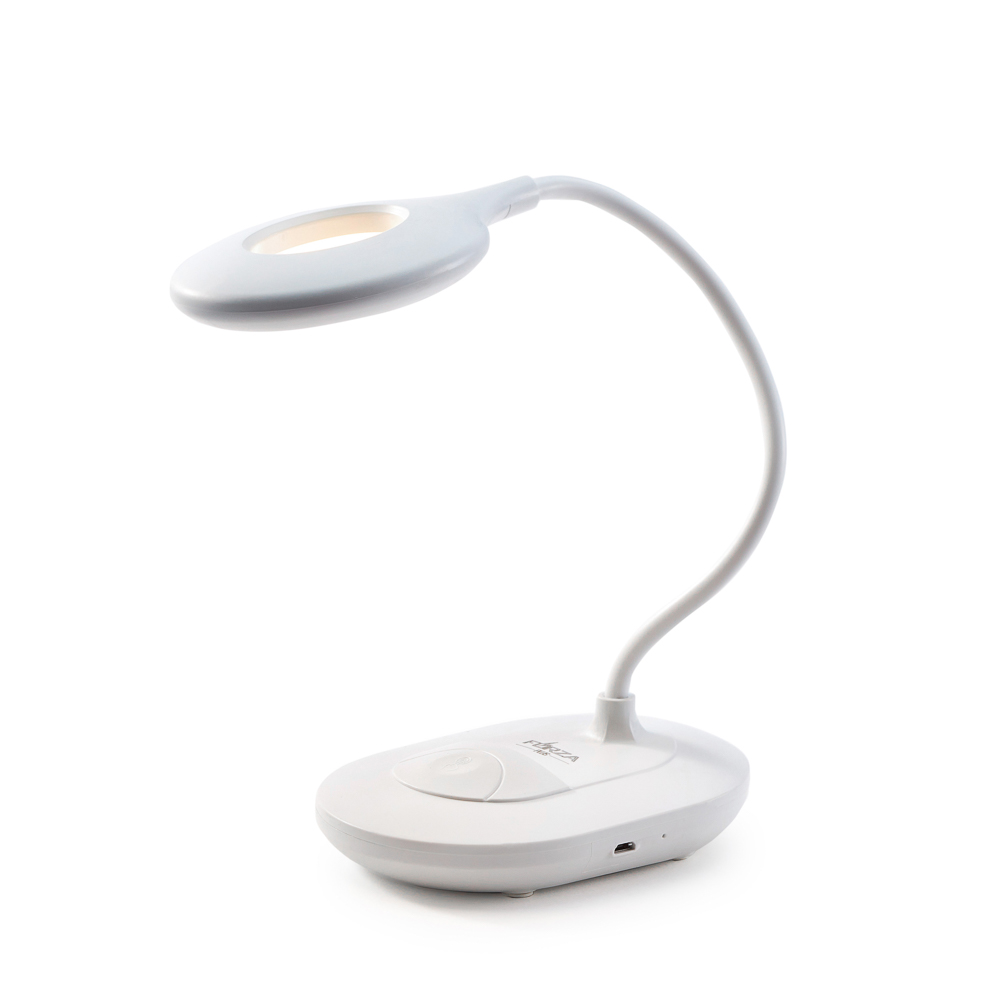 FORZA Лампа настольная, 16 LED, питание USB, кабель 1.5м, 1200Lux, аккум.1200мАч, белая, пластик - #1