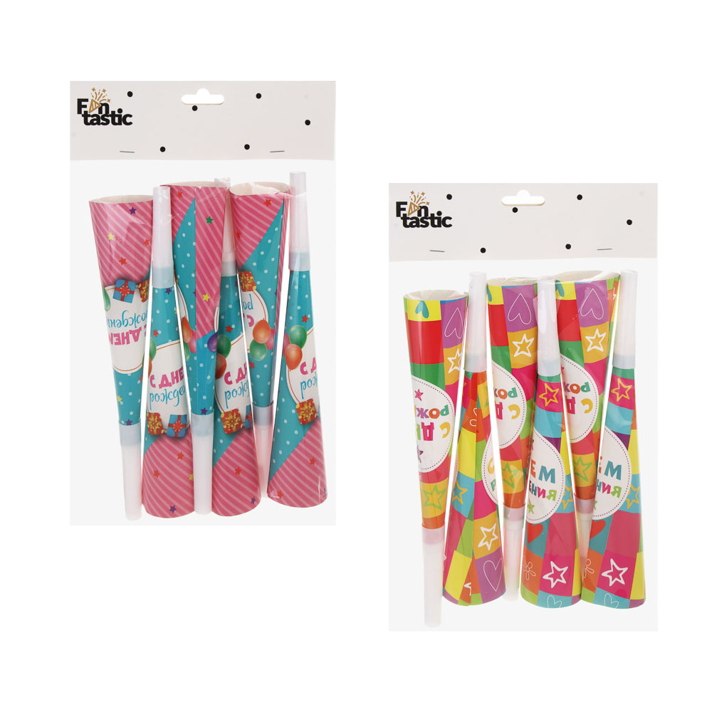 Набор праздничных гудков тм Fntastic, 6шт, 20,5х3,5см, бумага, пластик, 2 вида - #7