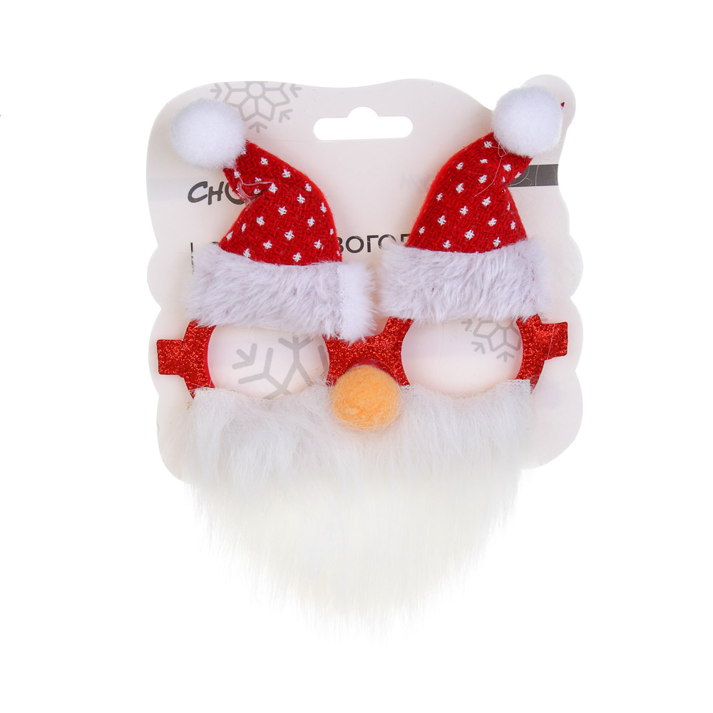 СНОУ БУМ Очки новогодние "Дед Мороз", 13см, полиэстер, пластик, 3 дизайна - #4