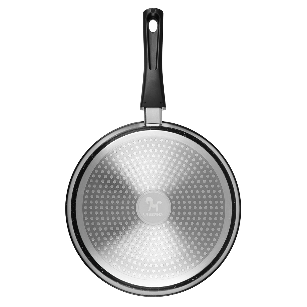 СЛАВЯНА Калина Сковорода литая глубокая d28см, антипригар.покрытие "мрамор", съемная ручка, индукция - #6