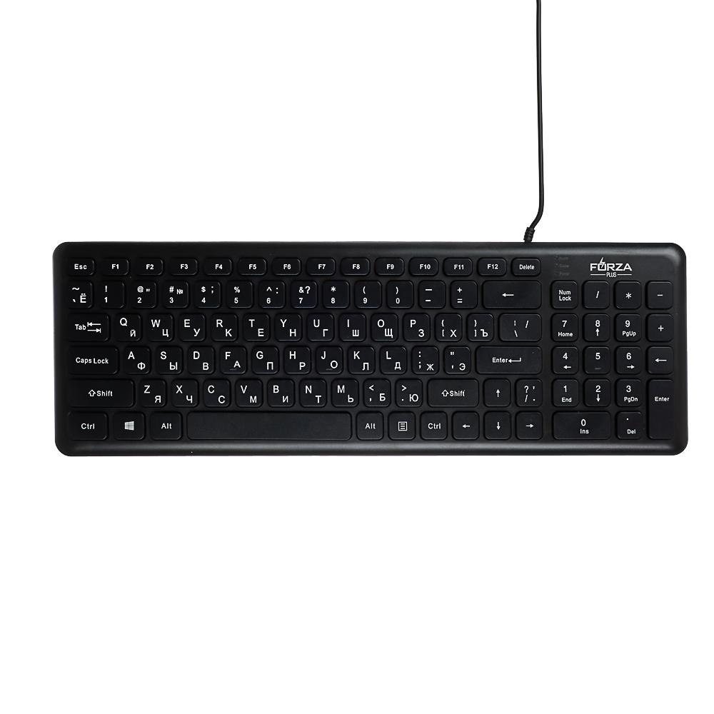 FORZA Клавиатура проводная, черный, 382x126x21.3мм, кабель 150см - #1
