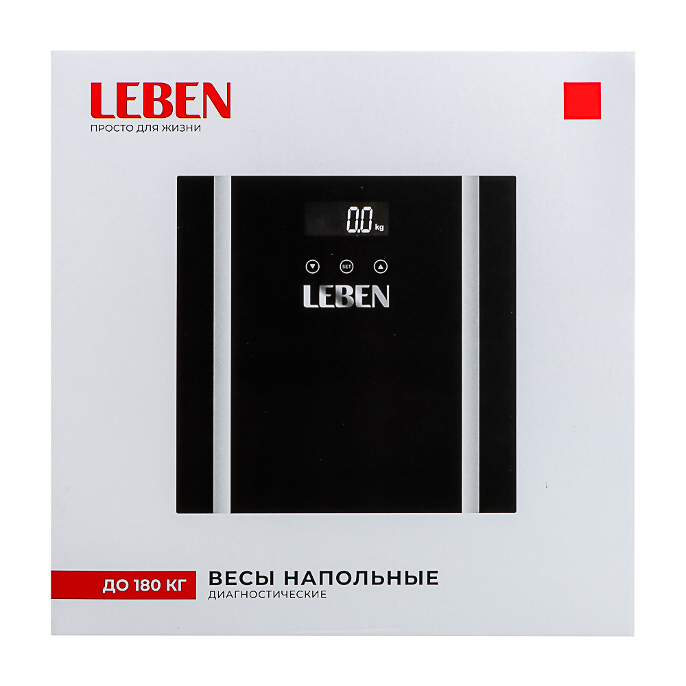 LEBEN Весы напольные диагностические, макс.нагр. до 180кг., 30х30х2,5см - #7