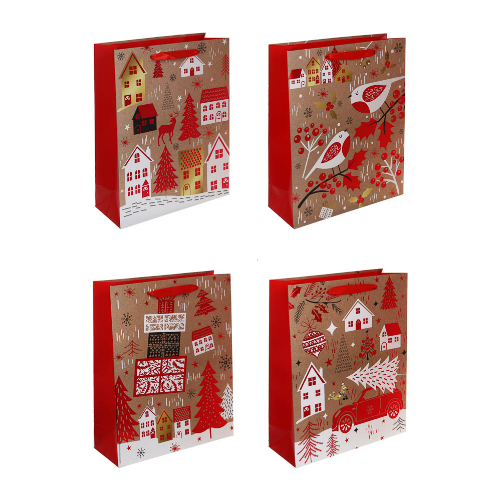 Пакет подарочный тм СНОУ БУМ фоллинг, 26x32x10см, бумага, 4 дизайна - #1