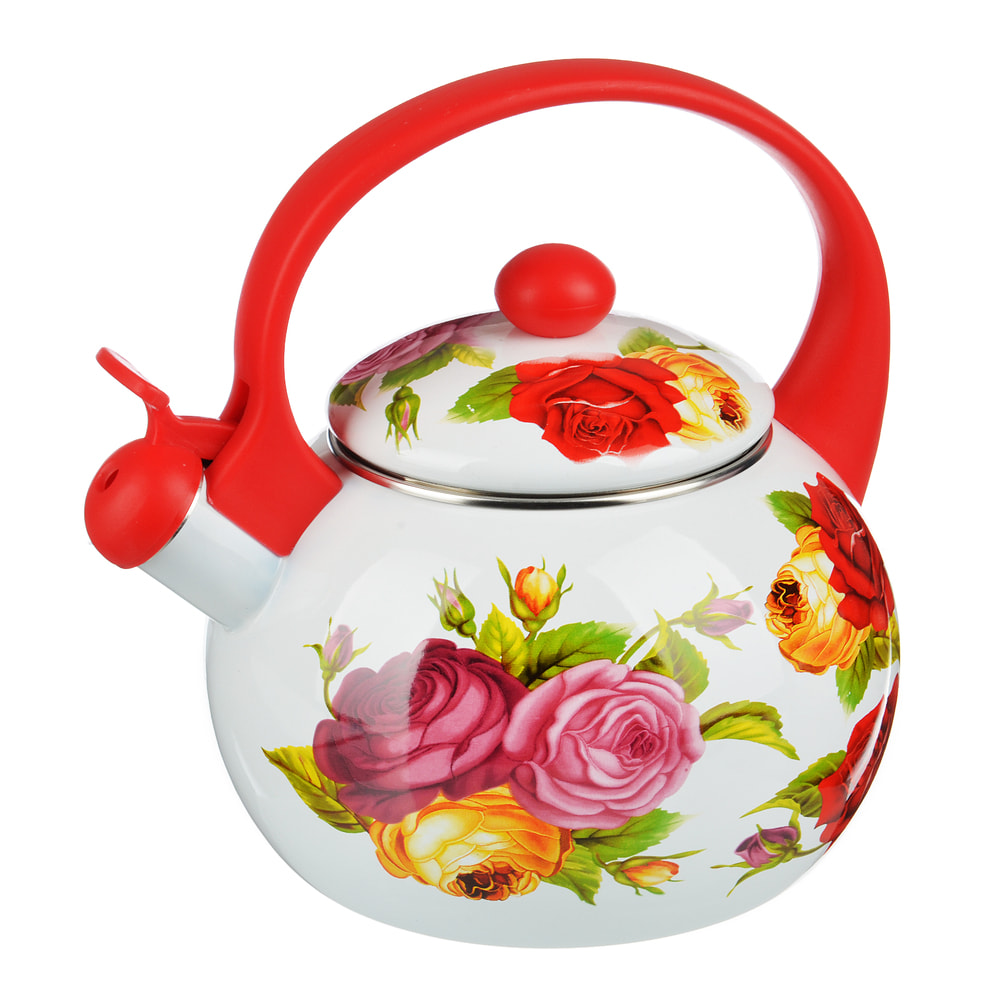 Чайник эмалированный со свистком VETTA "Цветы", 2,2 л - #1