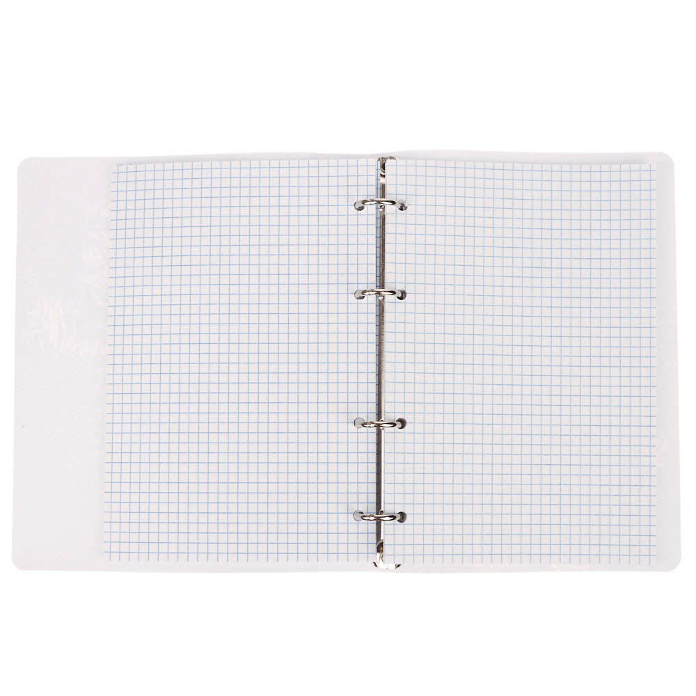 Тетрадь на кольцах А5, 80 л., клетка, обложка пластик, белый блок, микс - #4