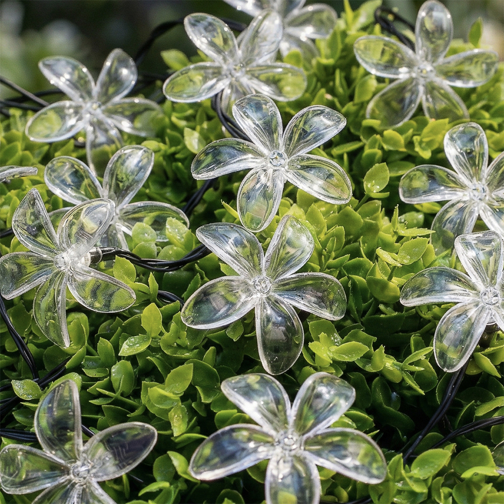 INBLOOM Гирлянда на солн.батарее, 25LED, 7м, шампань, 2 реж, цветок, ПВХ зел, 2V80mA, 1.2V600mAh - #6