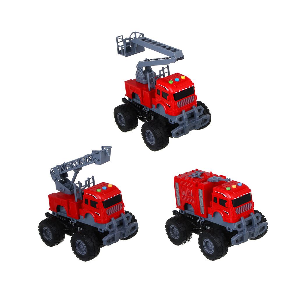 ИГРОЛЕНД Машинка пожарная, свет, звук, инерция, выдвижной кран, 3хAG13, ABS, 27х15х21 см - #2