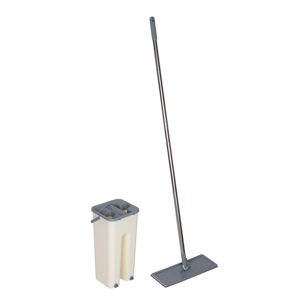 VETTA Набор для уборки: швабра, ведро с механизмом отжима, 2 насадки, микрофибра - #1