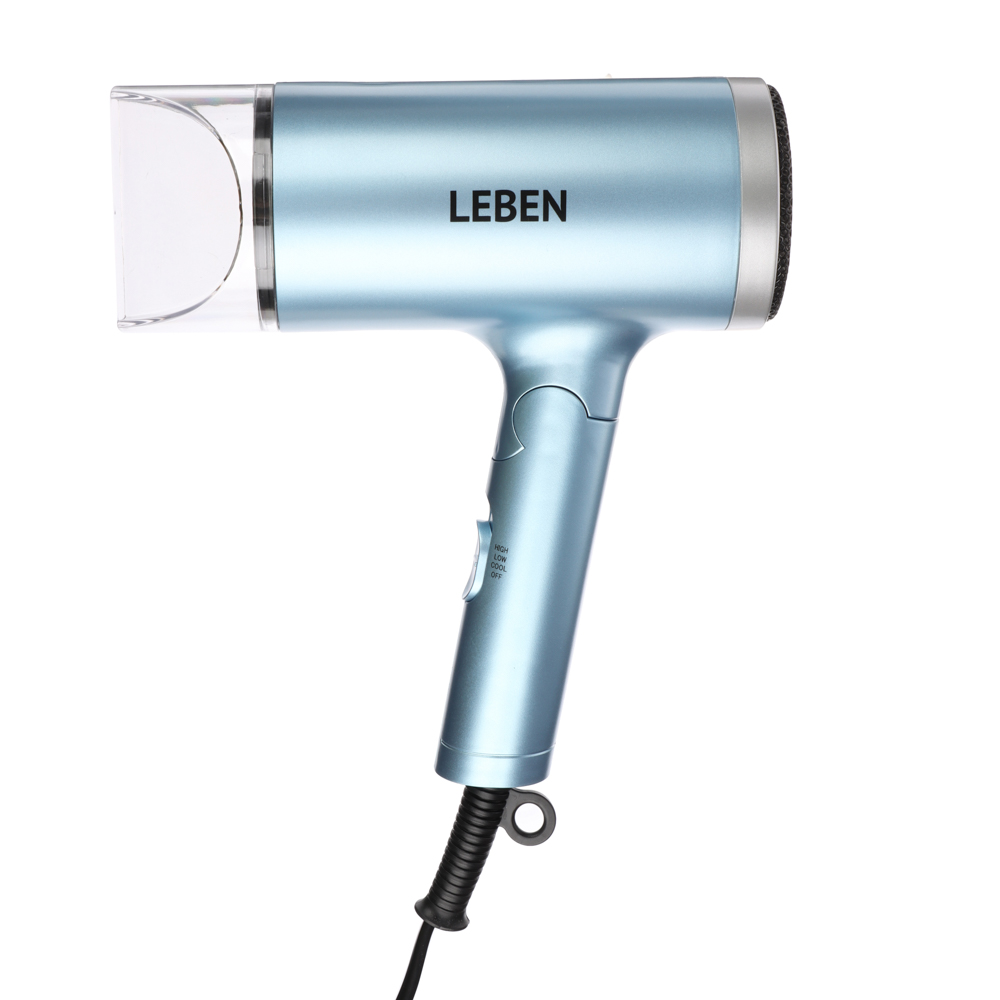 LEBEN Фен, 1600 Вт, 3 темп. режима, металл, пластик, голубой - #4