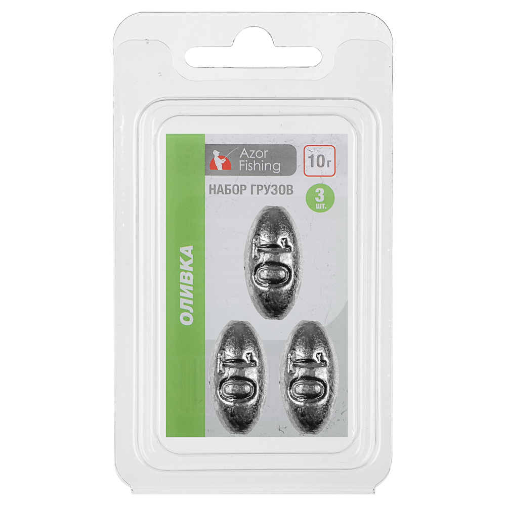 Набор грузов "Оливка" тм AZOR FISHING, 3шт, 2г, 4г, 6г, 8г, 10г, 5 видов - #12