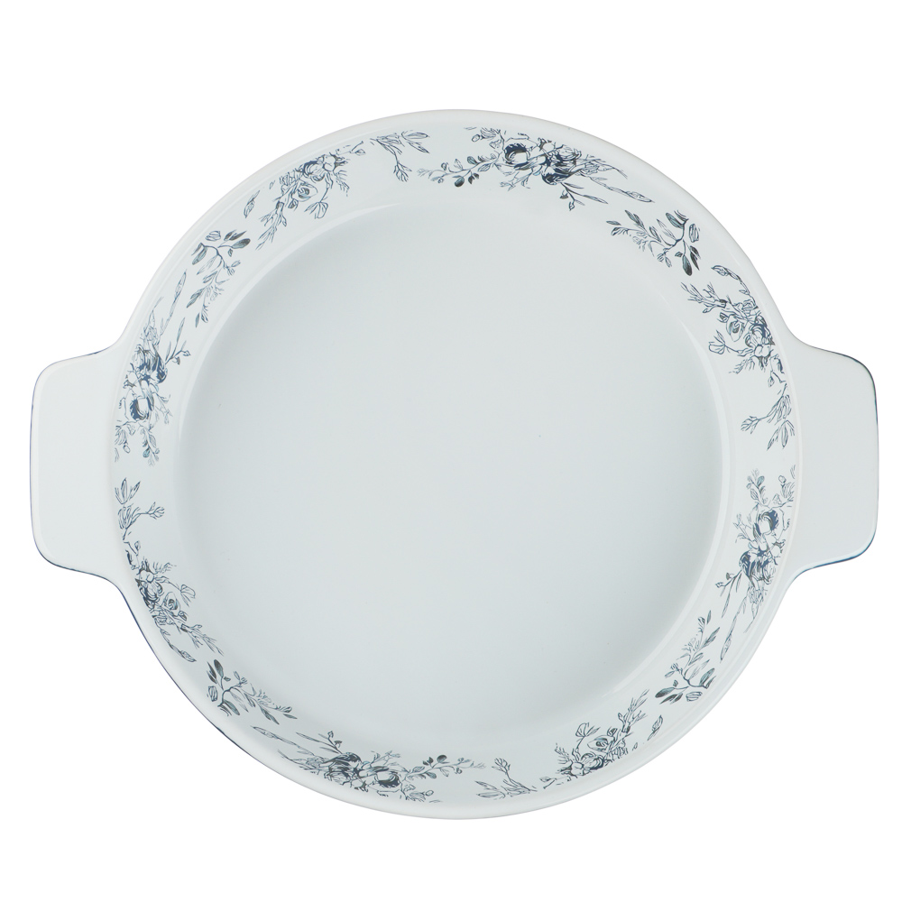 Форма для запекания и сервировки круглая 25,5х21,5х5см тм MILLIMI цветы, керамика - #7