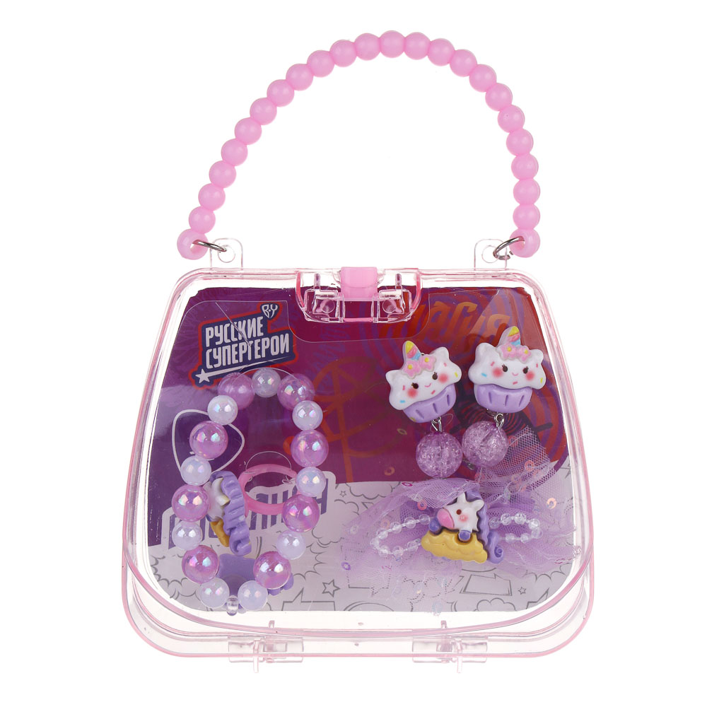 Набор детской бижутерии BY Русские супергерои: браслет, кольцо, клипсы, заколка, 3 дизайна - #2