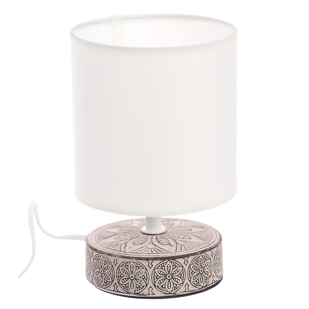 BY Светильник переносной настольный Перей, 40Вт, 20,5 см, E14, 230В, керамика,текстиль,белый/бежевый - #3