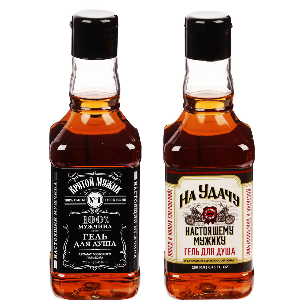 Гель для душа мужской "Крутой мужик"/"На удачу",парфюмированный,флакон виски,250мл - #1