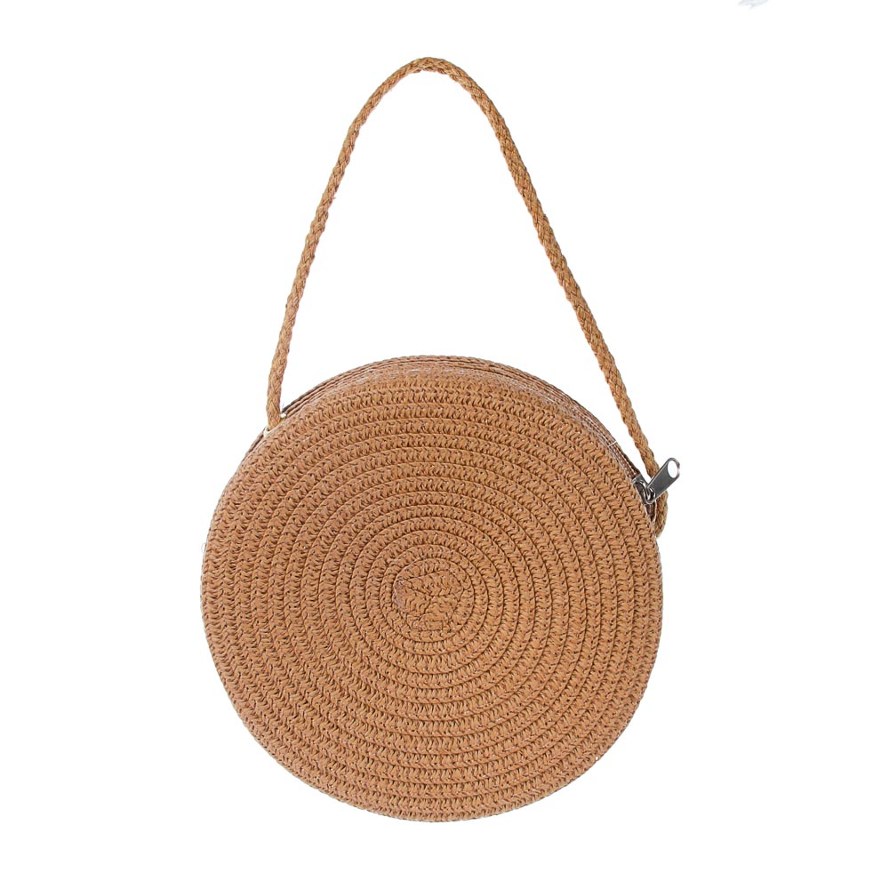 Сумка плетенная круглая на длинном ремне, тм ЮL, 16x5,5см, папирус, полиэстер, 3 цвета - #3