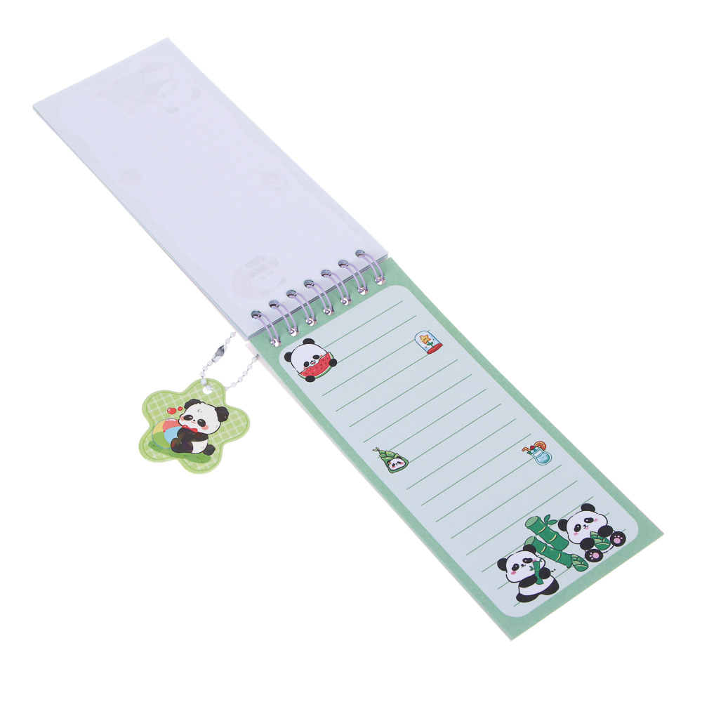 Записная книжка "Панда" 7х26см, с наклейками и брелоком, PET, бумага, 4 дизайна, шоу-бокс - #14