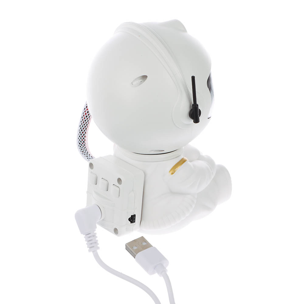 Светильник-ночник проектор неба BY Космонавт, 5W, пульт ДУ, USB, 9x8x13см, пластик, белый - #5