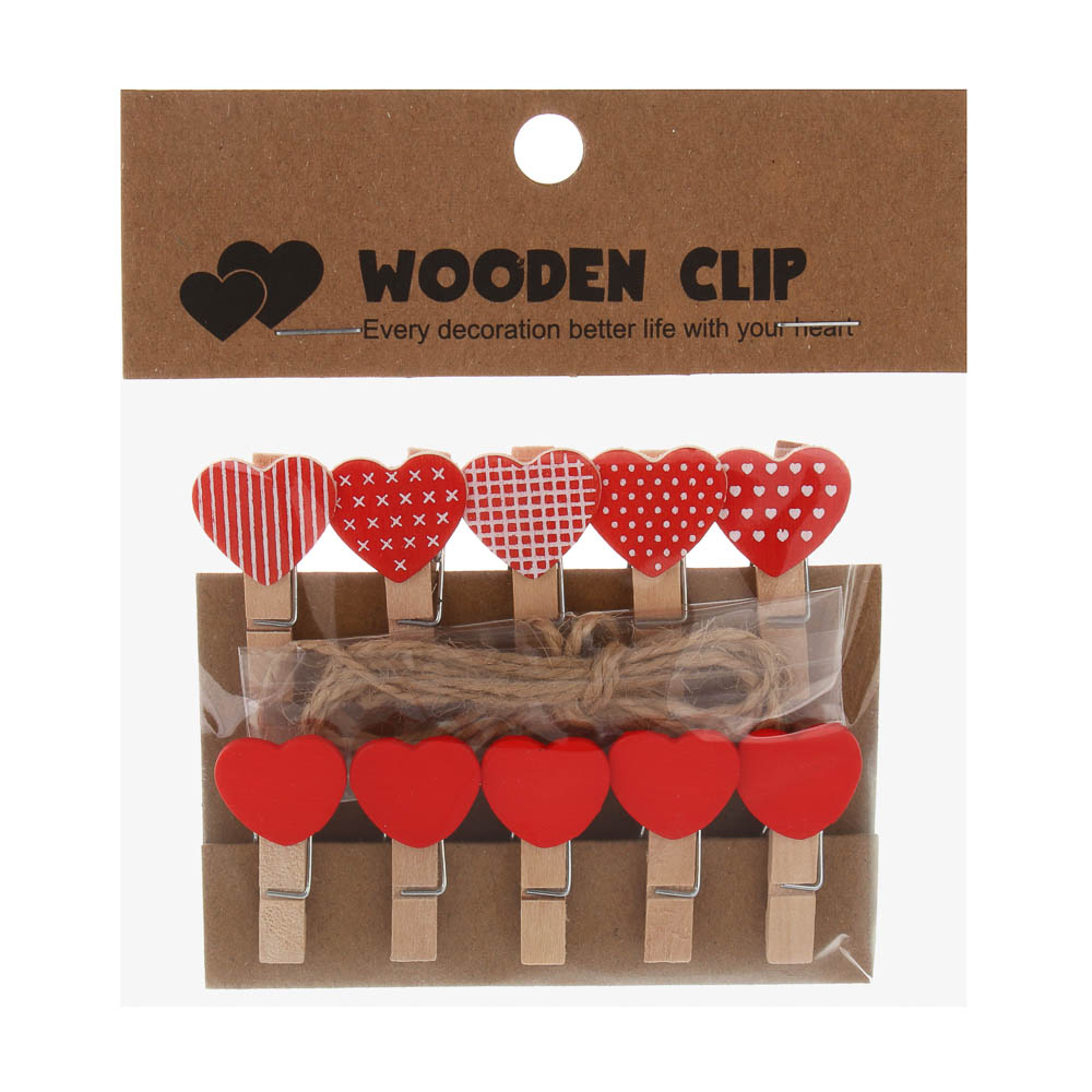 Прищепки декоративные, 3,5x0,7 см, набор 10 шт., дерево, 3 диз. - #7