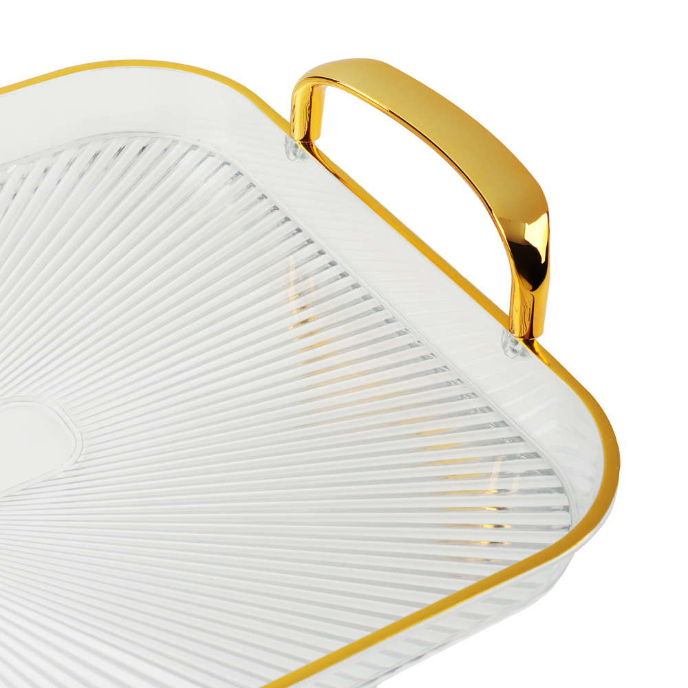 Поднос прямоугольный с ручками с золотой каемкой 42,5x27x3см РЕТ - #4