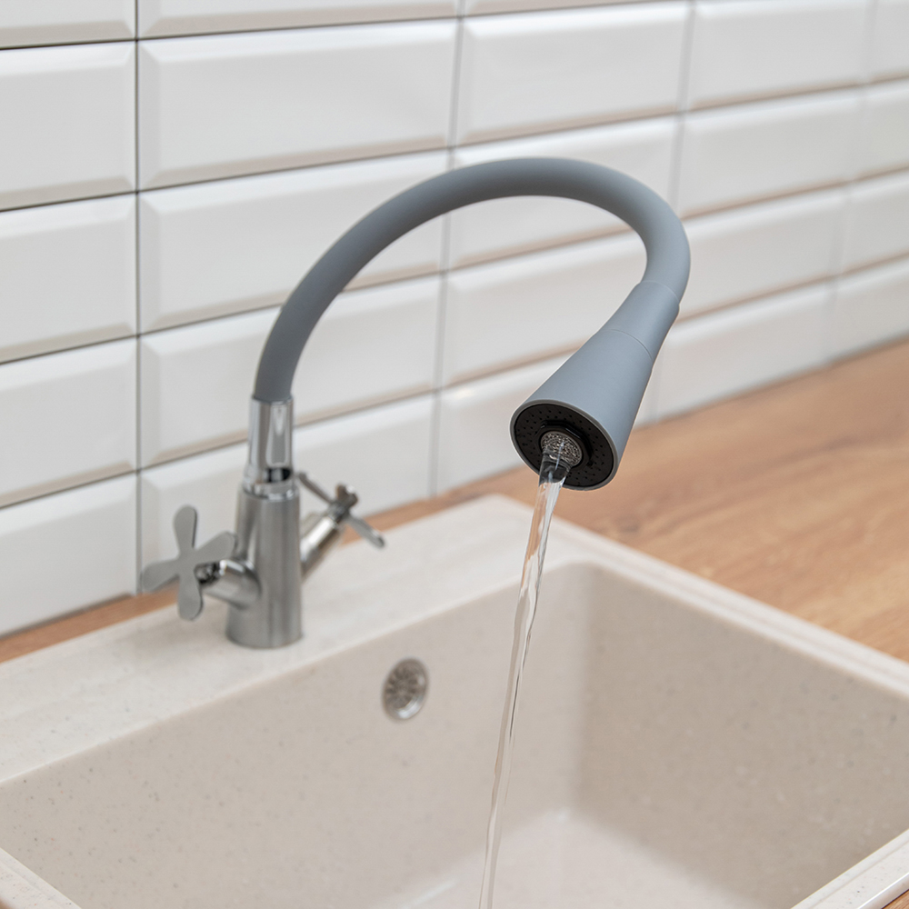 Излив смесителя для кухни, силиконовый, 2 режима, серый - #9