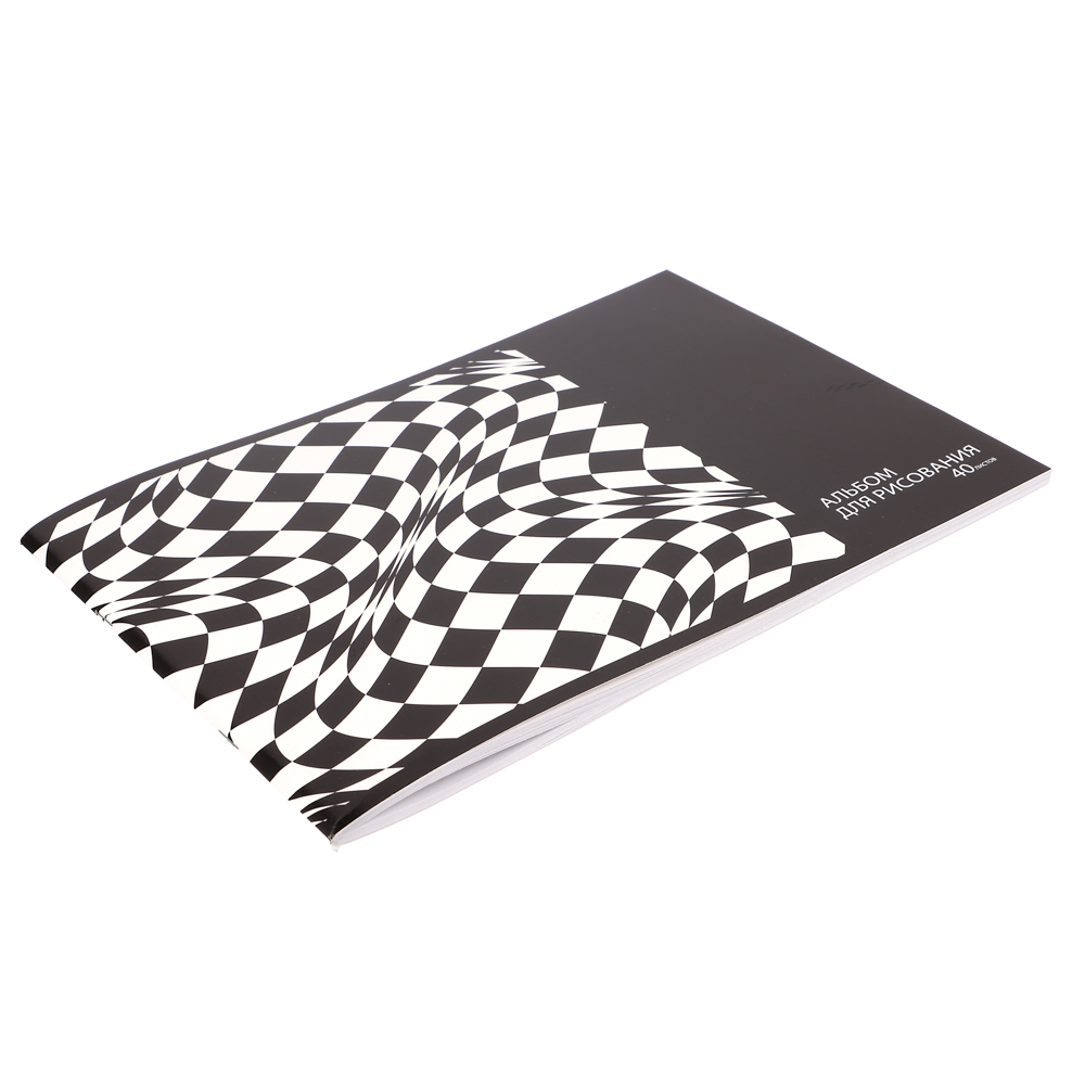 Альбом для рисования А4, 40 листов, обложка картон, скрепка "Оптик/Статусы" 4 диз - #3