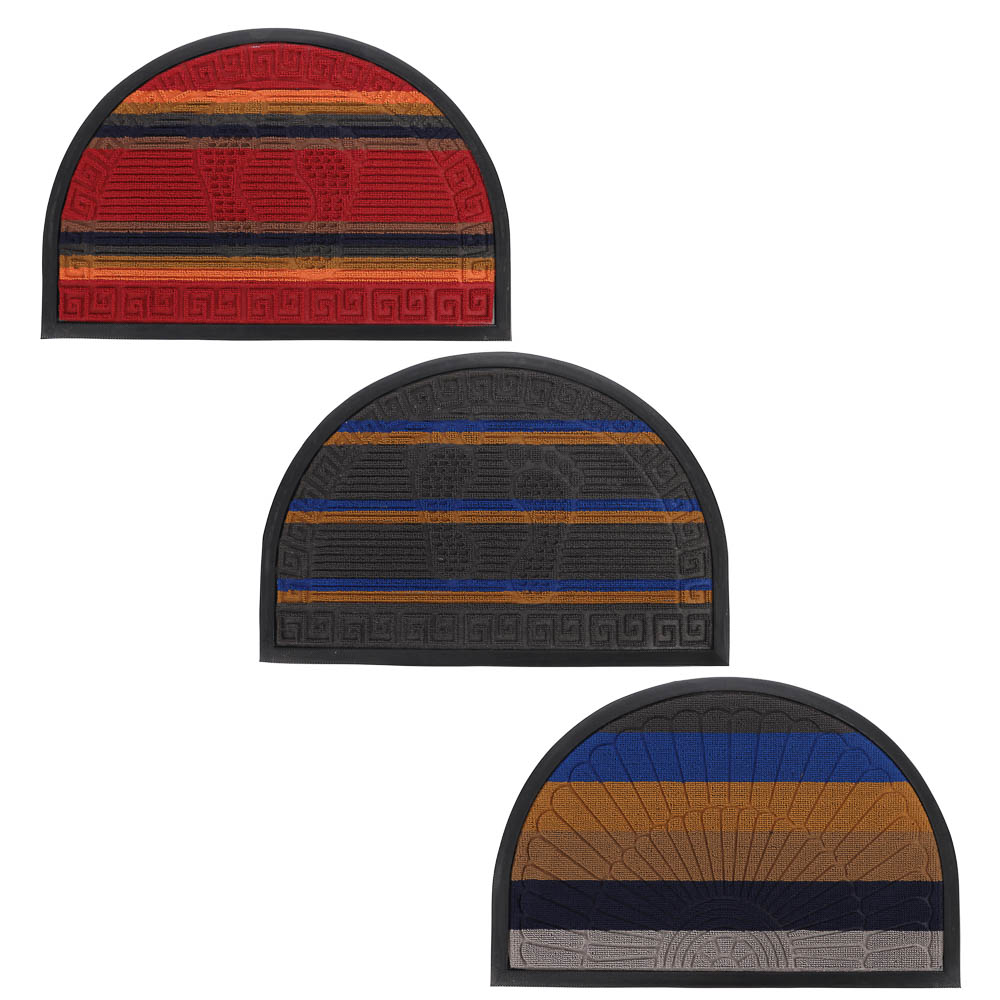 VETTA Коврик придверный, ворсовый с резиновой каймой, полукруг 40x60см, 3 дизайна - #1