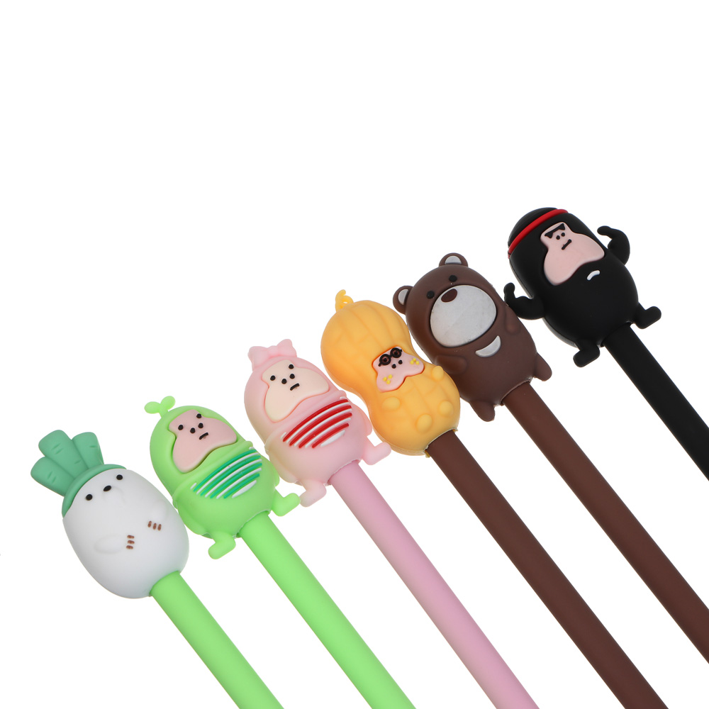 Ручка гелевая синяя "Веселая компания", 6 дизайнов, шоу-бокс - #5