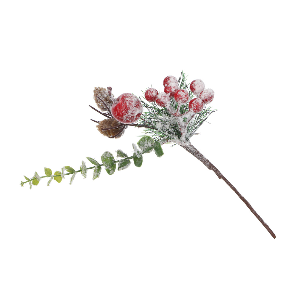 СНОУ БУМ Веточка заснеженная с ягодами 30 см, металл, пластик - #4