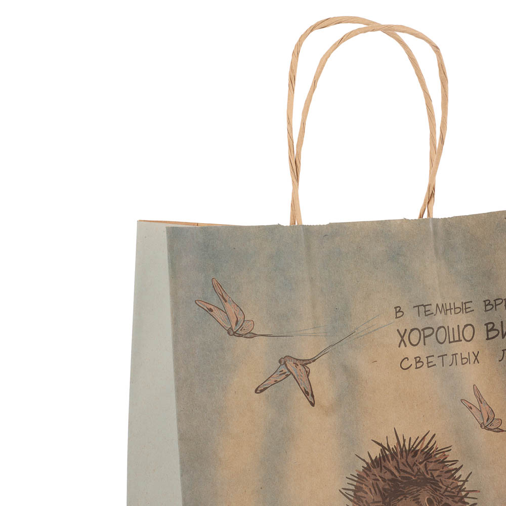 Пакет подарочный с кручеными ручками 24х14х30см, "Ёжик в тумане", в ассортименте - #9