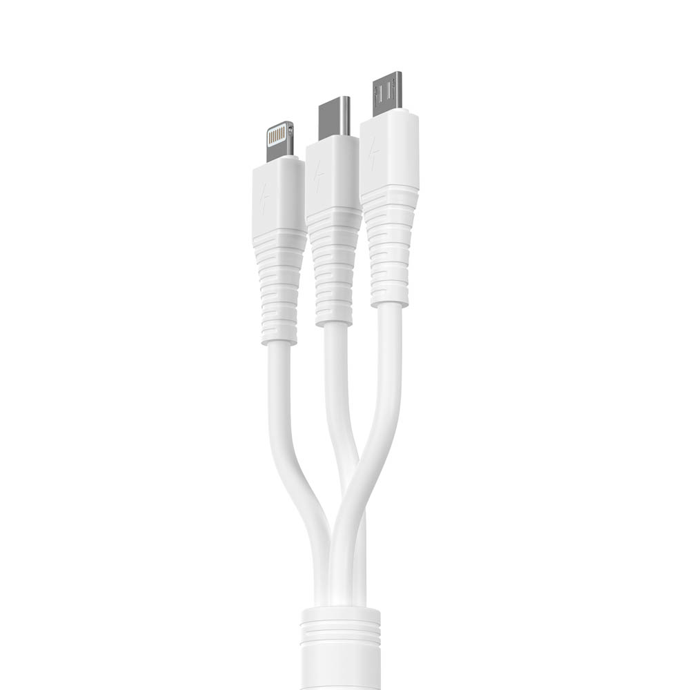 BY Кабель для зарядки 3 в 1 Классика iP/Micro USB/Type-C, 1м, 3A, белый - #3