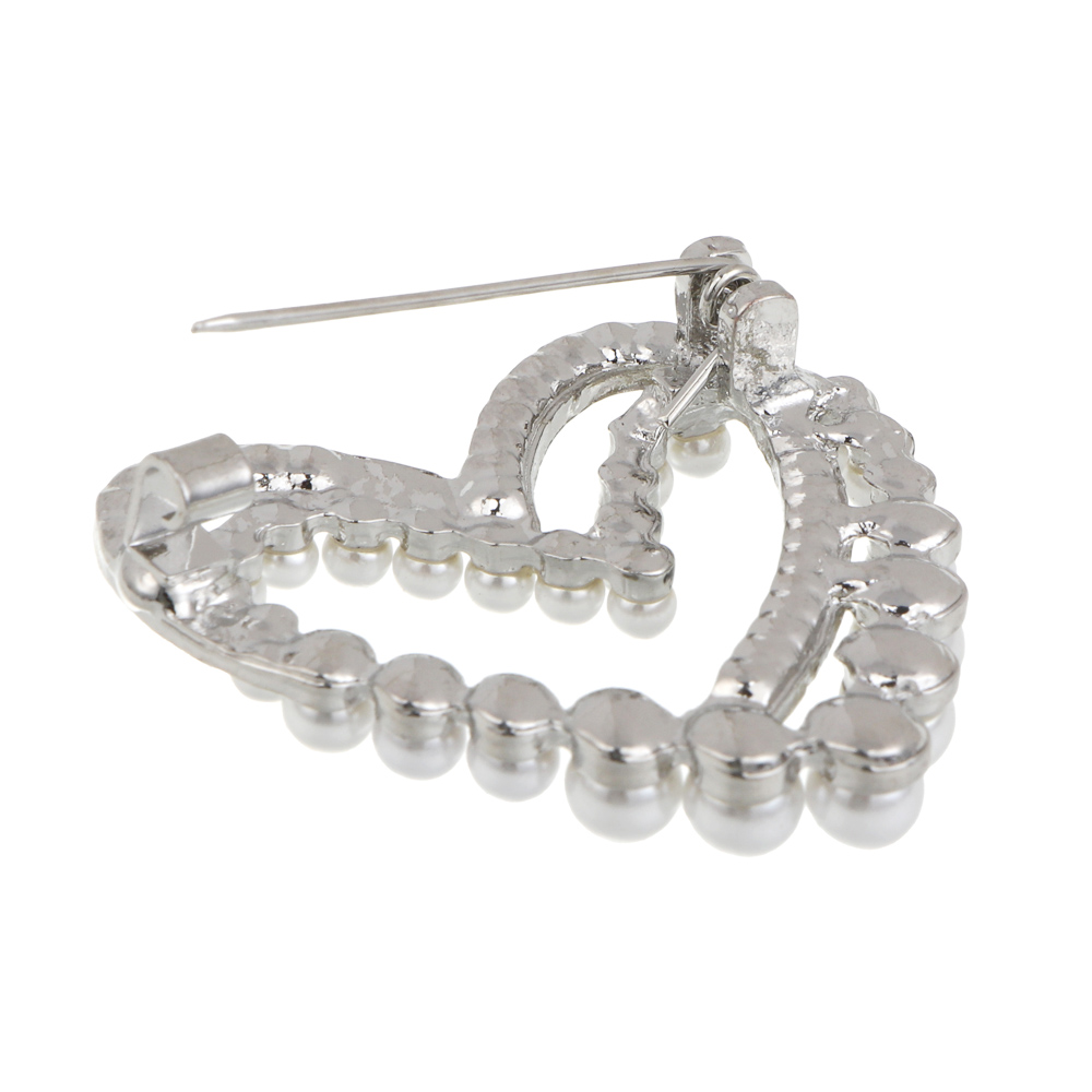 Брошь сердце с камнем, сплав, 2 дизайна, БЖ25-23 - #5