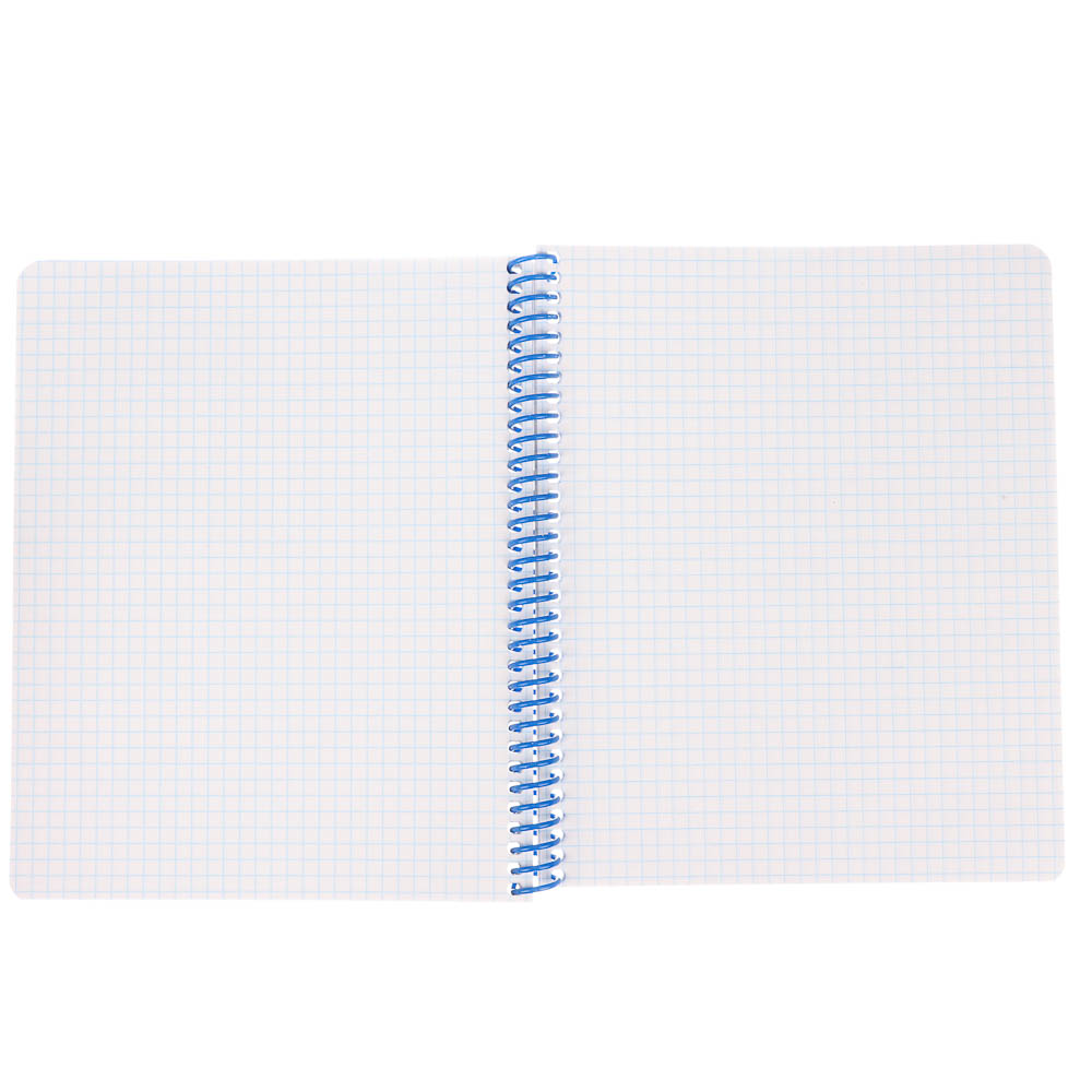 Тетрадь общая, 96 листов, в клетку, БЕЛЫЕ ЛИСТЫ, обл.мел. картон, спираль, микс - #4