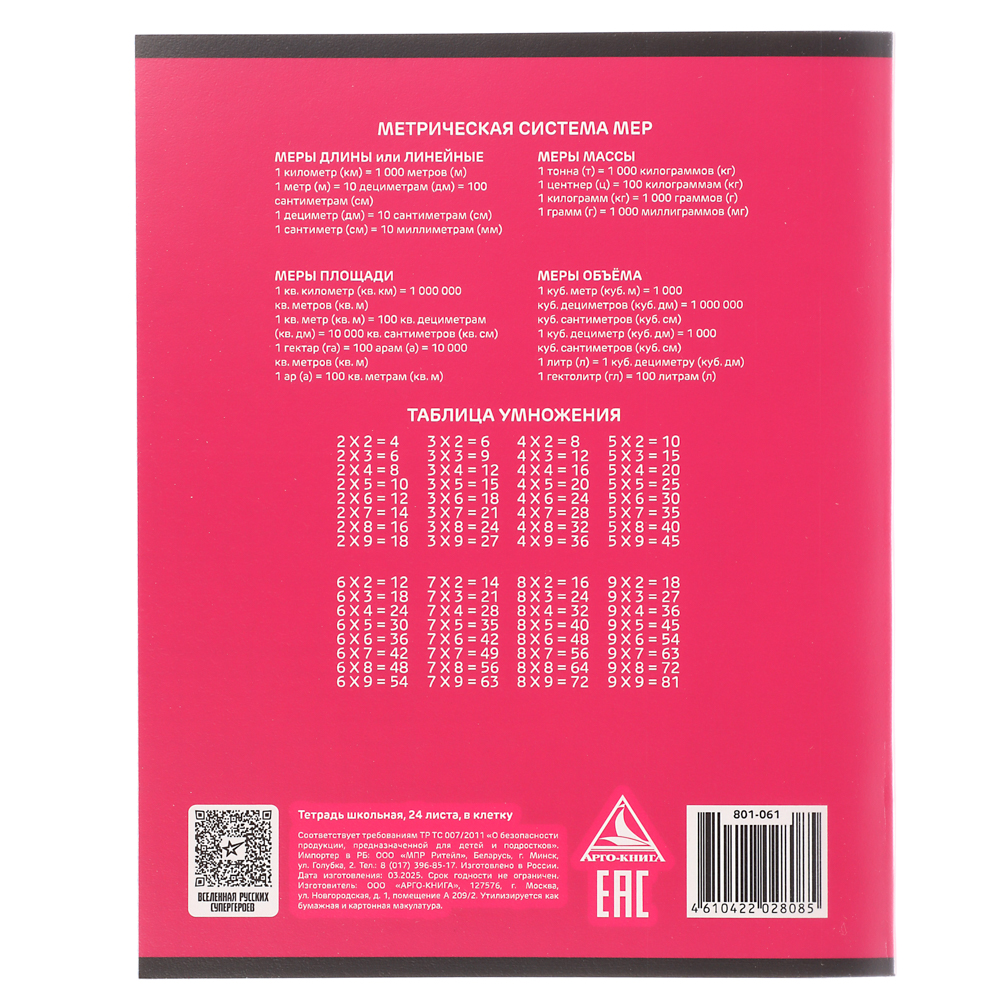 BY Русские Супергерои Тетрадь шк. 24л. "Василиса", в клетку, офсет, обл.пластик, скрепка, 4диз - #5