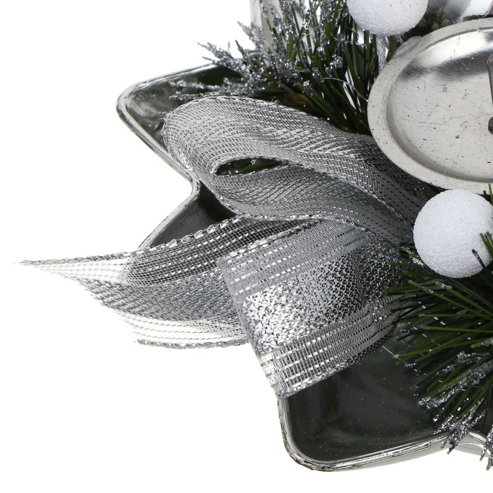 СНОУ БУМ Подсвечник с декором 17x17x6 см, пластик, металл, пенопласт - #7